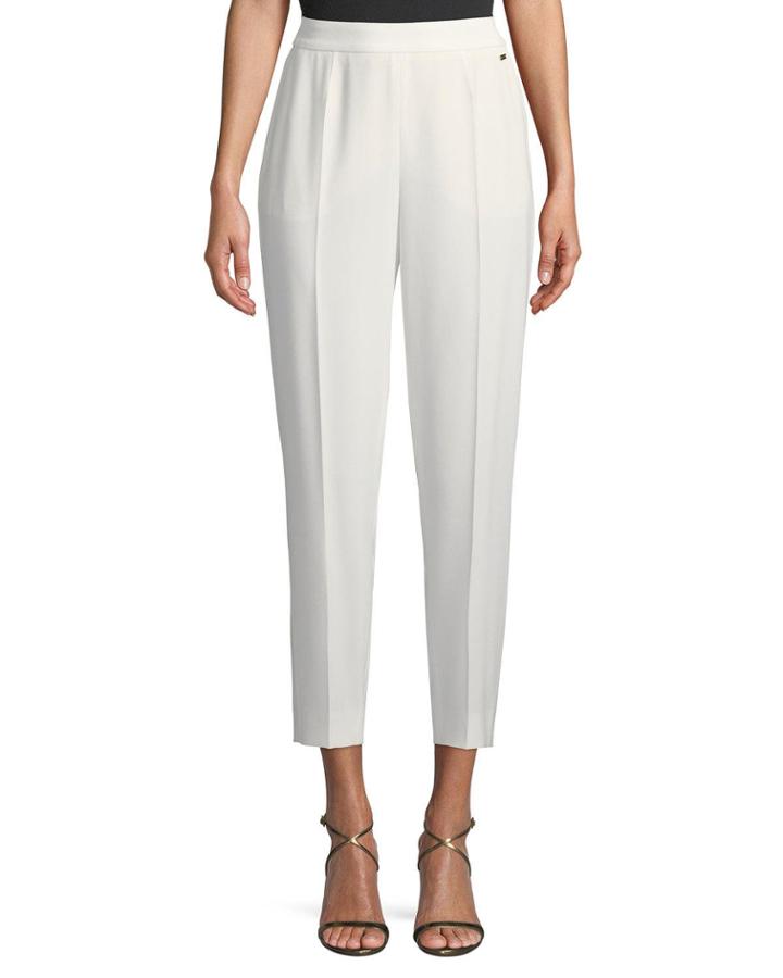 Side-zip Crepe Ankle Pants