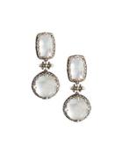 Aura Mixed Crystal & Mother-of-pearl Double-drop Earrings