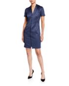 Faux Suede Zip Front Dress
