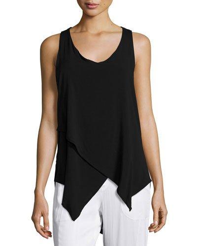 Desiree Sleeveless Asymmetric Top, Black