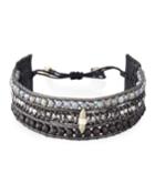 Three-strand Pull-tie Bracelet In Onyx & Mystic