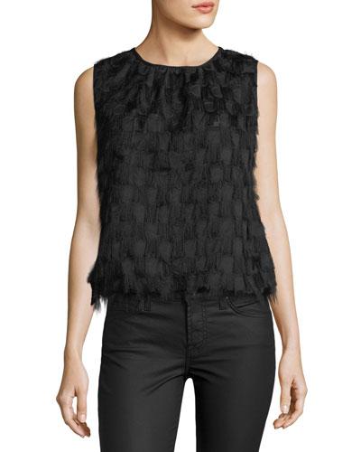 Feathered Bubble-hem Blouse