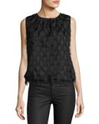 Feathered Bubble-hem Blouse