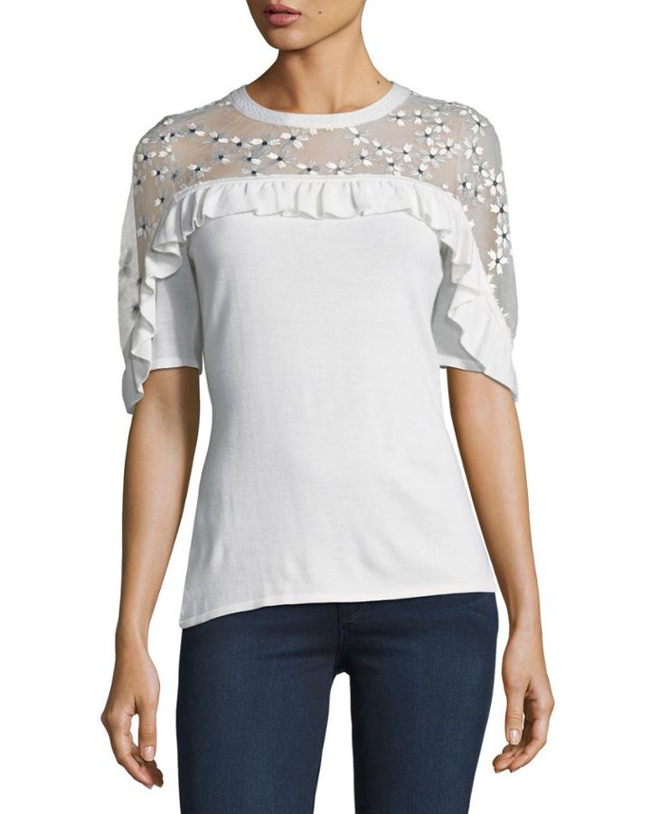 Flora Illusion-yoke Half-sleeve
