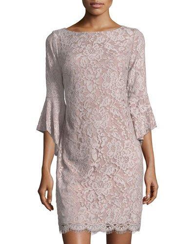 Lace Sheath Dress With Flounce