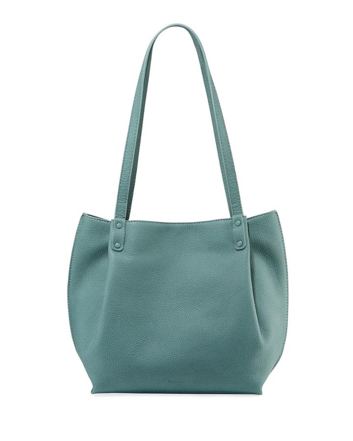 Kora Snow Pebble Leather Shopper Tote Bag