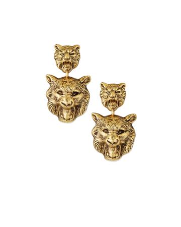 Textured Lion Drop Earrings