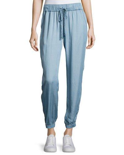 Chambray Jogger Pants, Blue