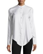 Matte Woven Tuxedo Blouse, Fog