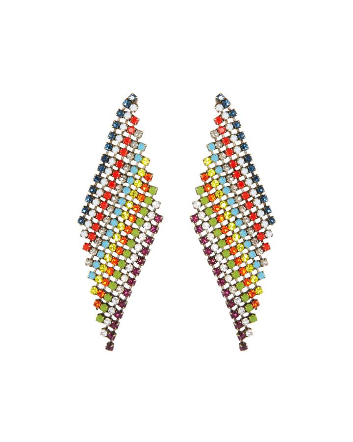 Diamond-shaped Crystal Colorblock Earrings