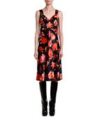 Pixel-print Sweetheart-neck Dress