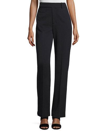 Wide-leg Wool-blend Trousers, Navy