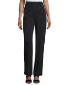 Wide-leg Wool-blend Trousers, Navy
