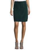 Coda Suede A-line Skirt, Bottle Green