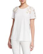 Floral Applique Short-sleeve Top