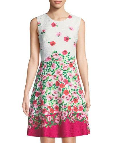 Cascading-floral Lace Fit-&-flare Dress