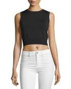 Cropped Knit Tank, Black