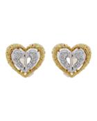 Estate 18k Tricolor Diamond Heart Earrings