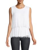 Rumi Pleated Lace Sleeveless Blouse