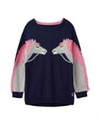 Girl's Geegee Horse Intarsia Fringe Sweater,