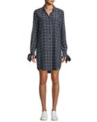 Manning Button-front Long-sleeve Floral-print Plaid