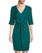Knot-front Dolman-sleeve Jersey Dress