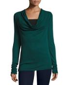 Alyssa Drape-neck Top, Eve Green