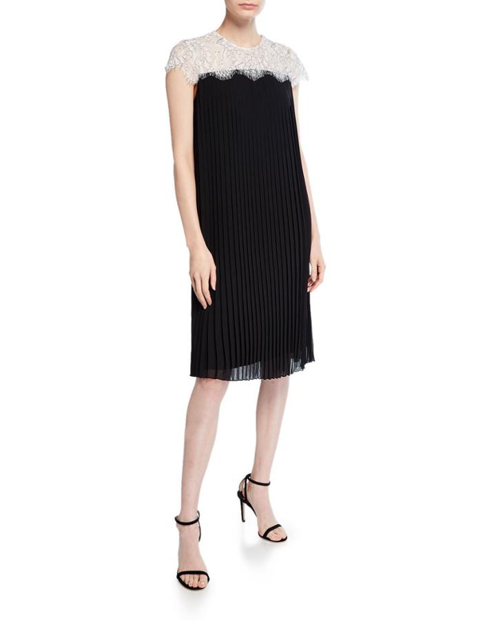 Pleated Lace A-line Dress