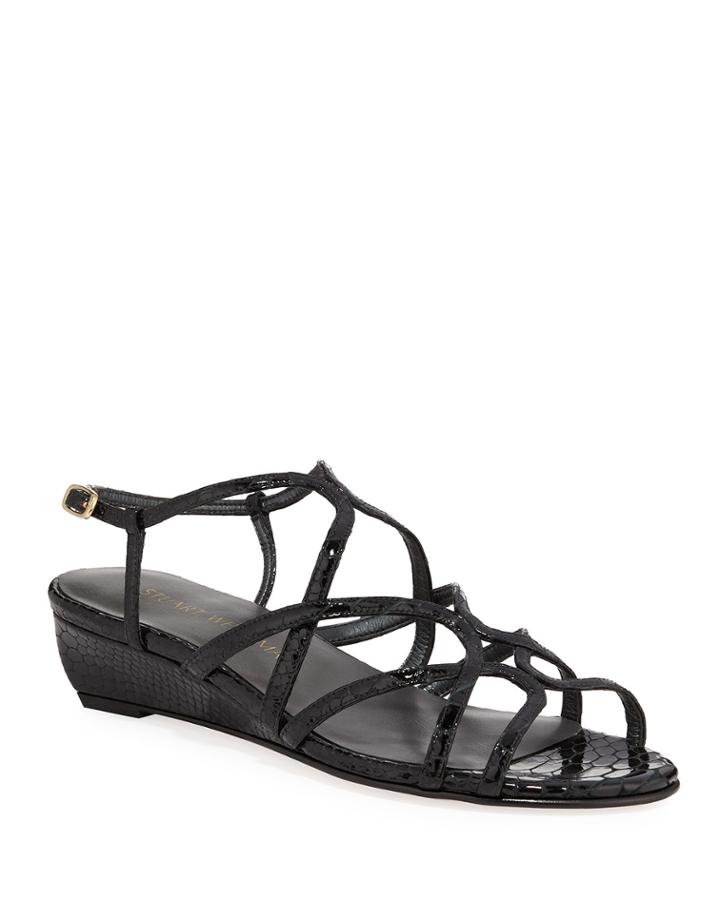 Turningdown Croc-embossed Low-wedge