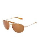 Libertine Rectangle Metal Aviator Sunglasses, Rose Golden