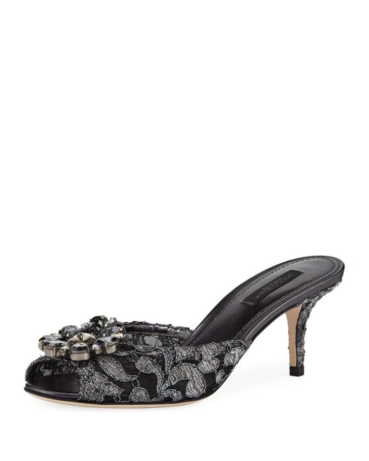Keria Jeweled Lace Low-heel