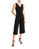 Cropped Wide-leg Jumpsuit W/ Waist Tie
