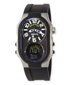 Men's Large Chronograph Dual Time Watch, Black
