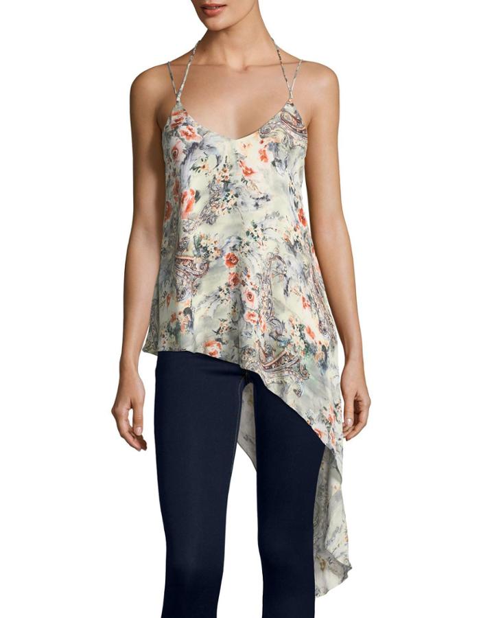 Genie Floral-print Asymmetric-hem