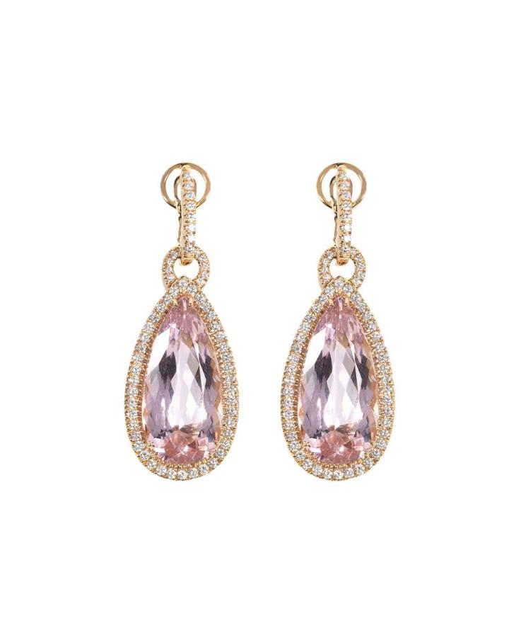 18k Yellow Gold Diamond Pink Tourmaline Earrings