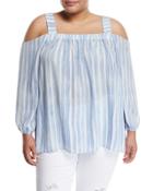 Graceful Phrases Striped Cold-shoulder Blouse,
