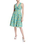 Lemon-print Button-front Poplin Dress