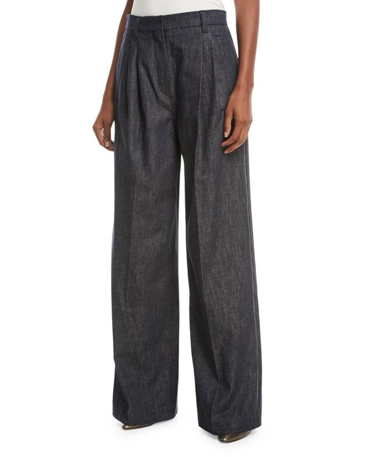 Wide-leg Denim Pants With