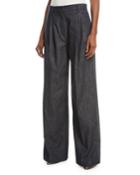 Wide-leg Denim Pants With