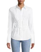 Button-front Corset Long-sleeve