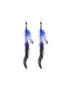 Long Beaded-feather Drop Earrings