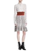 Python Jacquard Knit And Lace Long-sleeve Dress