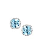 Ipanema 18k White Gold Blue Topaz Button Earrings