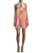 Sleeveless Mod-print Pleated Dress