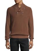 English Ribbed Turtleneck Sweater, Tobacco/gray