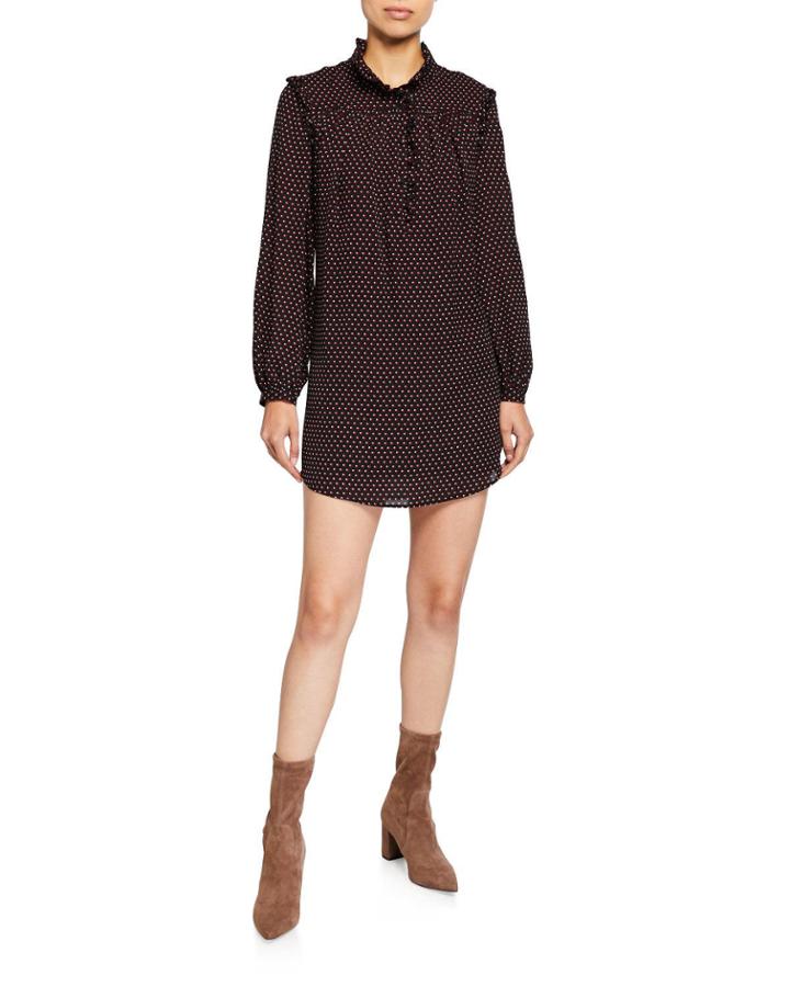 Polka Dot Long-sleeve Mini Party Dress