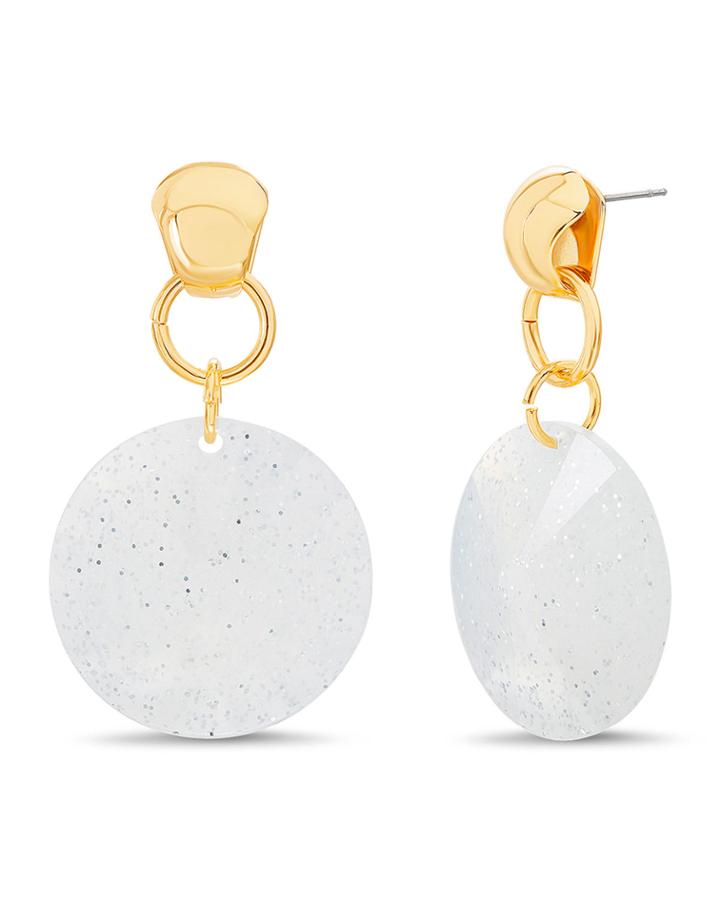 Glitter Circle Link Drop Earrings
