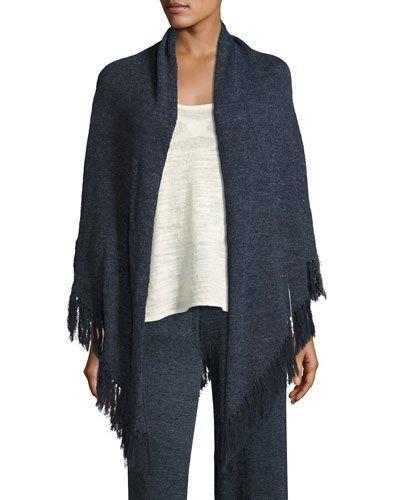 La Playa Fringe Shawl, Navy,