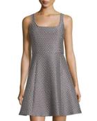 Square-neck Knit Dress, Gray/multi