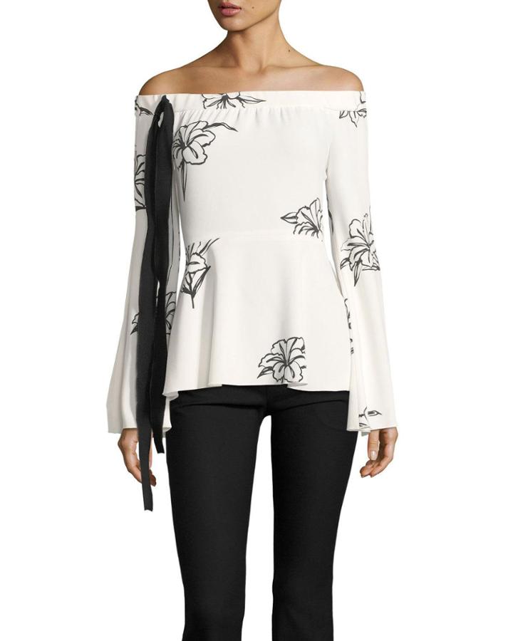 Off-the-shoulder Floral-print Top
